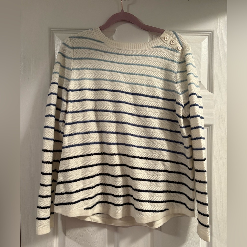 Croft & Barrow Blue and Cream Striped Sweater